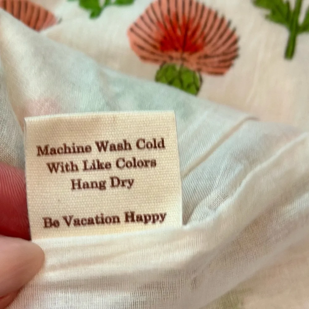 Sunshine Tienda Sleeveless Block Print Red Green Floral Cotton Dress- XS/S - Picture 6 of 8